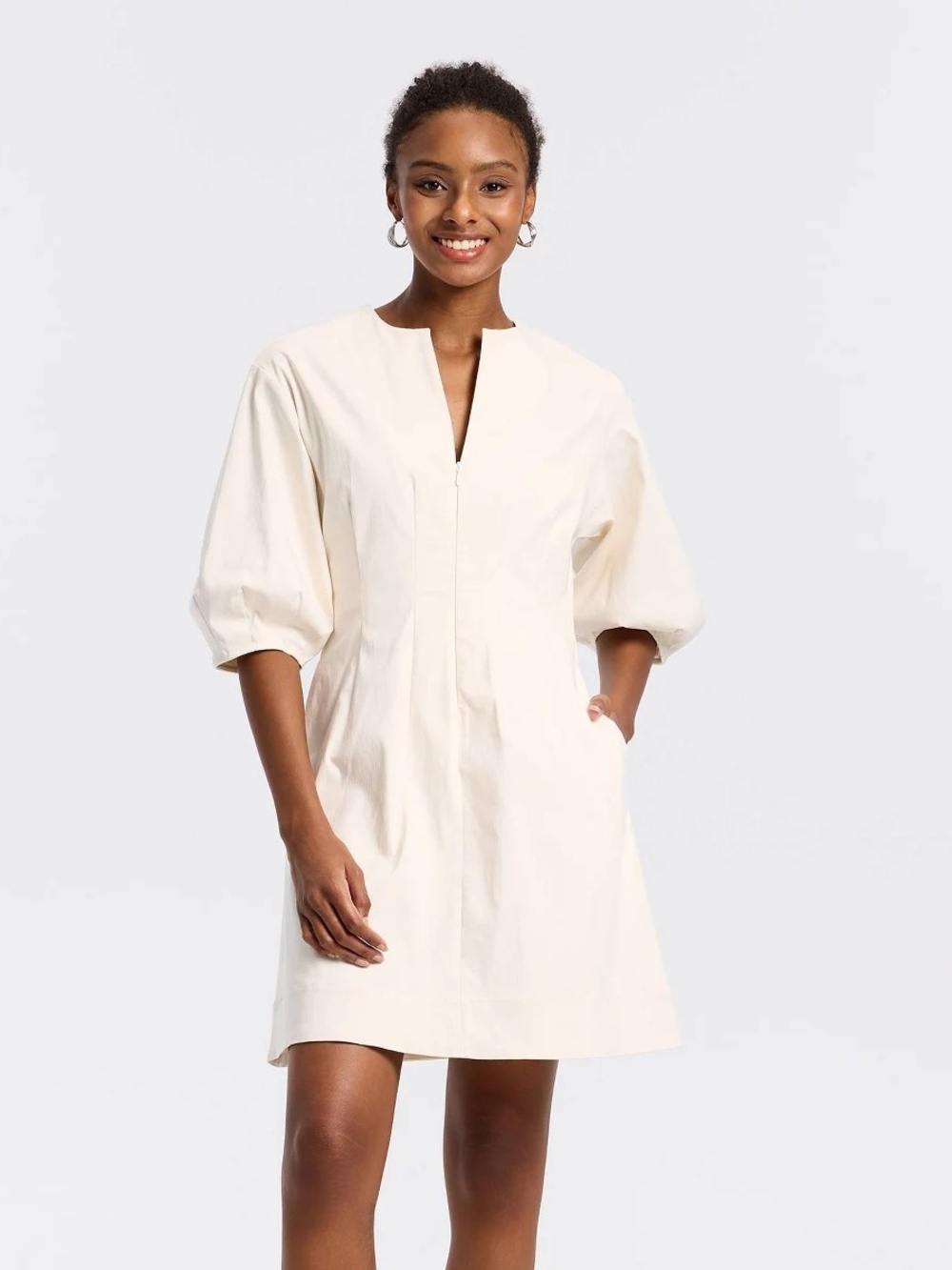 a new day Cream Puff-Sleeve Mini Shift Dress